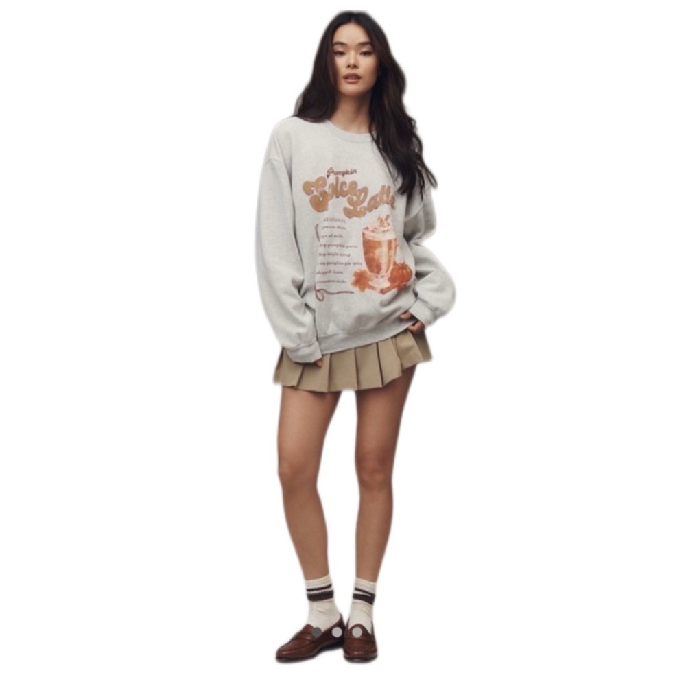 NWT Anthropologie Pumpkin Spice Latte Graphic Sweatshirt Size S